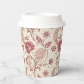 Elegante rosa florale verspielte Papiertasse Pappbecher (Vorderseite)