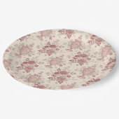 Elegante rosa florale verspielte Vasen Pappteller (Schrägansicht)