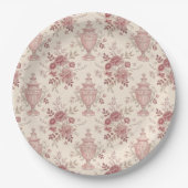 Elegante rosa florale verspielte Vasen Pappteller (Vorderseite)