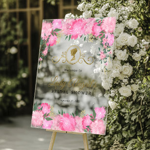 Elegante Rosa Florale viktorianische Brautparty Acrylschild
