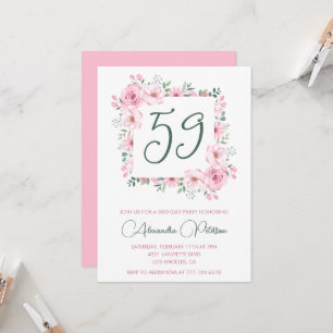 Elegante rosa florale Wasserfarbe 59. Geburtstag  Einladung