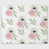 Elegante, rosa, florale Wasserfarbe Geschenkpapier (Flach)