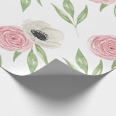 Elegante, rosa, florale Wasserfarbe Geschenkpapier (Ecke)