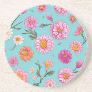 Elegante rosa florale weiße Gänseblümchen rosa Blu Getränkeuntersetzer