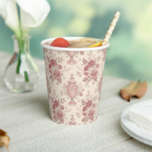 Elegante rosa florale whimszige Vasen Pappbecher