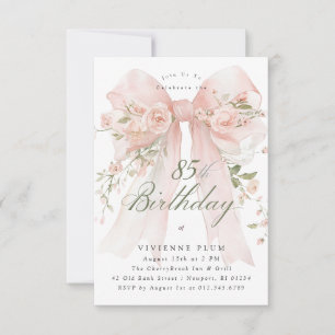 Elegante rosa florale zum 85. Geburtstag Einladung