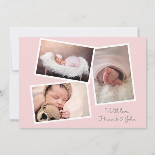 Elegante Rosa Florals Foto Geburtserklärung Ankünd Ankündigung (Rückseite)