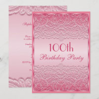 Elegante rosa französische Spitze-100. Geburtstag