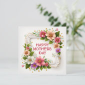 Elegante Rosa Frühlingsflora Muttertagskarte Feiertagskarte (Stehend Vorderseite)