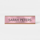 Elegante Rosa Führungskraft Manager Schreibtisch N Schreibtischnamensplakette (Vorderseite )