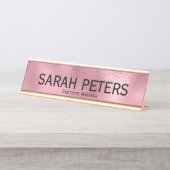 Elegante Rosa Führungskraft Manager Schreibtisch N Schreibtischnamensplakette (Vorderseite )