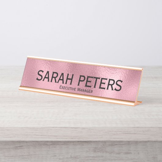 Elegante Rosa Führungskraft Manager Schreibtisch N Schreibtischnamensplakette (Vorderseite )