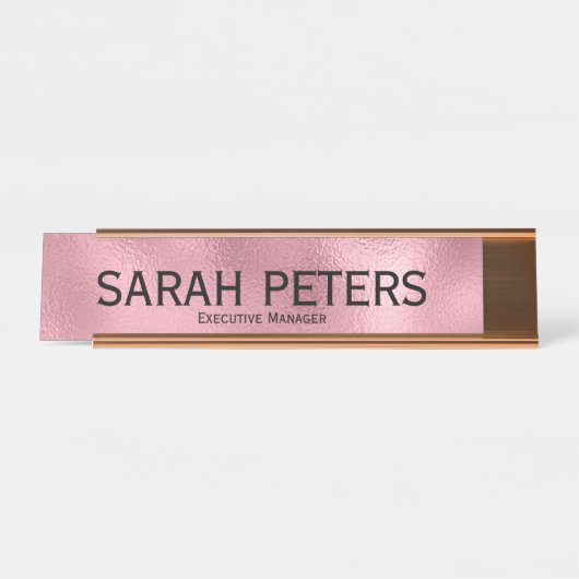 Elegante Rosa Führungskraft Manager Schreibtisch N Schreibtischnamensplakette (Vorderseite )