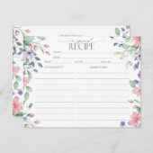 Elegante Rosa Garden Blume | Rezeptkarten Einladung (Vorne/Hinten)