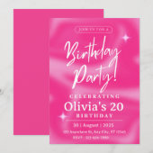 Elegante Rosa Geburtstagseinladung individuell anp Einladung (Vorne/Hinten)