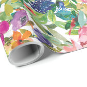 Elegante rosa gelbe, florale botanische Blume Geschenkpapier (Rolleneckpunkt)