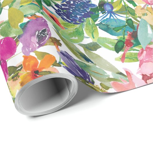 Elegante rosa gelbe, florale botanische Blume Geschenkpapier (Rolleneckpunkt)