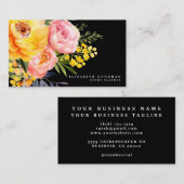 Elegante rosa gelbe schwarze, florale Visitenkarte (Vorne/Hinten)