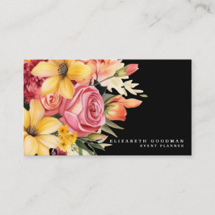 Elegante rosa gelbe schwarze, florale Visitenkarte