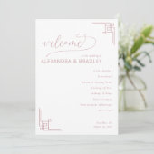 Elegante rosa geometrische Hochzeit Programm (Stehend Vorderseite)