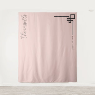 Elegante rosa geometrische Kalligrafie Wandteppich