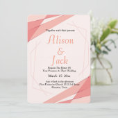Elegante, rosa geometrische Rahmenhochzeit Einladung (Stehend Vorderseite)