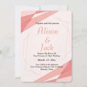 Elegante, rosa geometrische Rahmenhochzeit Einladung (Vorderseite)