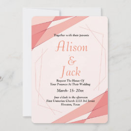 Elegante, rosa geometrische Rahmenhochzeit Einladung