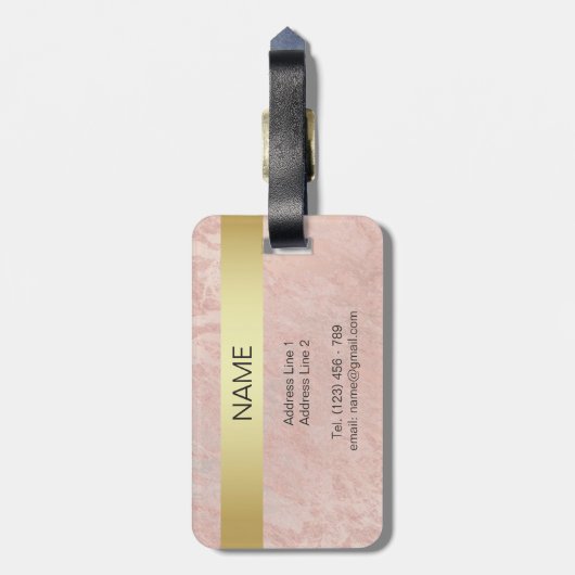 Elegante rosa gepäckanhänger (Rückseite vertikal)