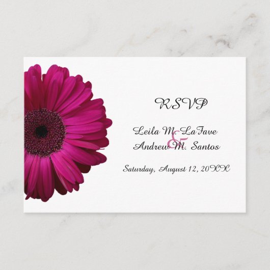 Elegante Rosa Gerbera Daisy Wedding RSVP Card Karte (Vorderseite)