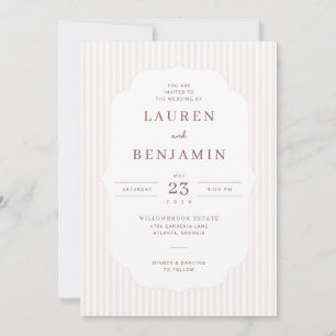 Elegante rosa gestreifte Hochzeitseinladung Einladung