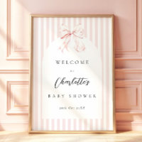 Elegante rosa gestreifte Schleife Baby Shower
