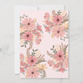 Elegante rosa gestrichene Blume Glitzer Quinceañer Einladung (Rückseite)