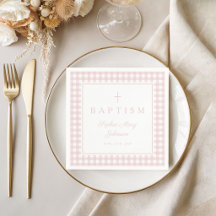 Elegante rosa Gingham Mädchen Taufe