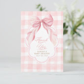 Elegante rosa Gingham-Schleife Süß Danke (Stehend Vorderseite)