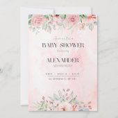 elegante Rosa Girl Dusche Blume Einladung (Vorderseite)
