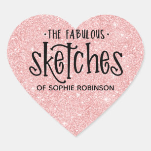 Elegante Rosa Girly Glitzer Business Herz-Aufkleber