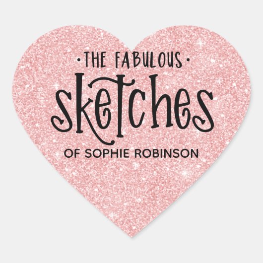 Elegante Rosa Girly Glitzer Business Herz-Aufkleber (Vorderseite)