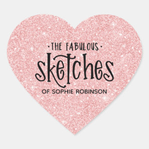Elegante Rosa Girly Glitzer Business Herz-Aufkleber