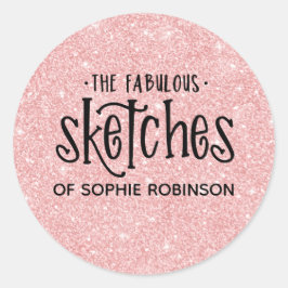 Elegante Rosa Girly Glitzer Business Runder Aufkleber