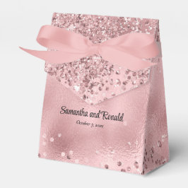Elegante Rosa Glitzer & Foil Gastgeschenk Hochzeit Geschenkschachtel