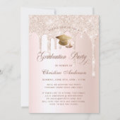 Elegante Rosa Glitzer Foto Graduation Party Einladung (Rückseite)