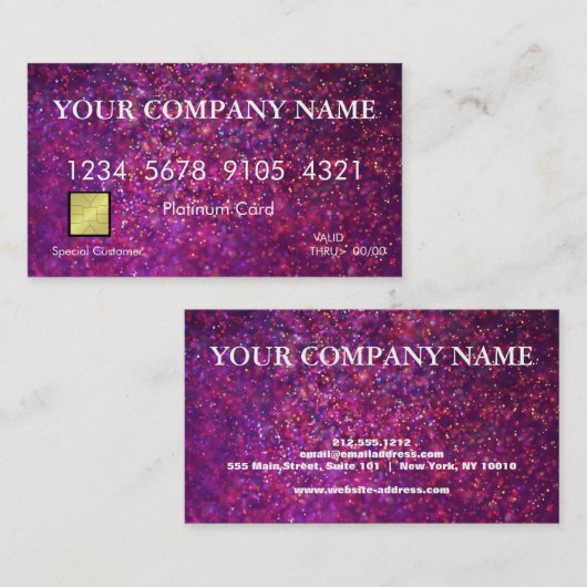Elegante rosa Glitzer Kreditkarte Visitenkarte (Vorne/Hinten)