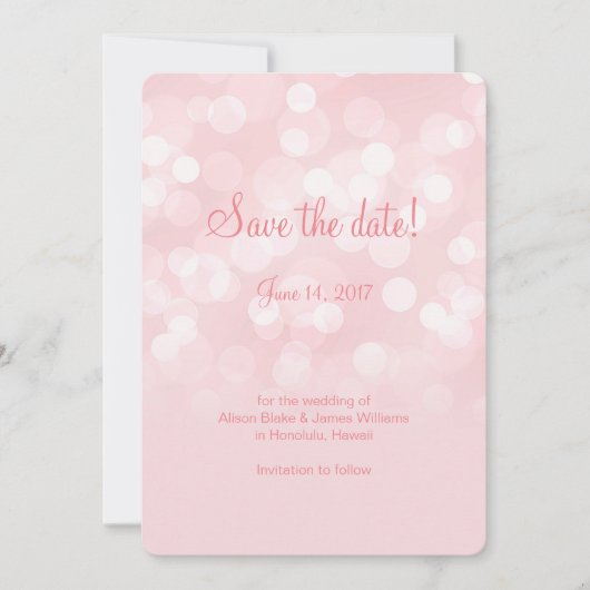 Elegante, rosa, glitzernde Buch-Save the Date-Kart Save The Date (Vorderseite)