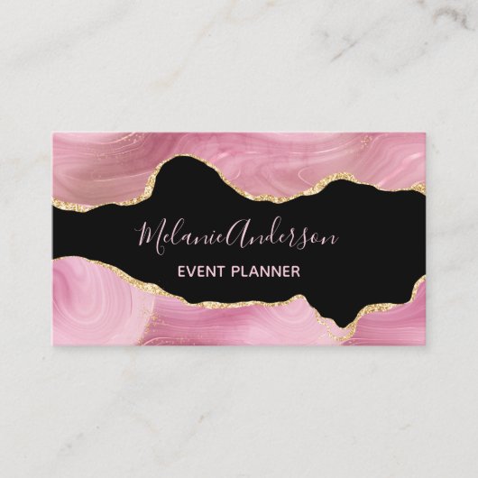 Elegante rosa Gold Agate Business Card Visitenkarte (Vorderseite)
