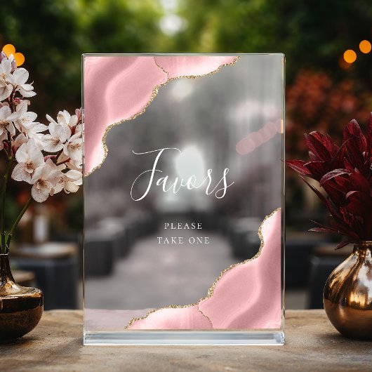 Elegante Rosa Gold Agate Gastgeschenke Hochzeiten Acrylschild