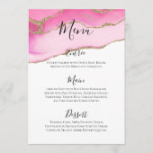 Elegante Rosa & Gold Agate Stone Hochzeitsempfang Menükarte (Vorderseite)