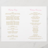 Elegante Rosa Gold Floral Peony Weddingprogramme (Rückseite)