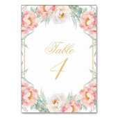 Elegante Rosa Gold Floral Quinceñera Tischnummer (Vorderseite)