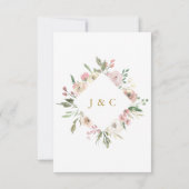 Elegante Rosa Gold Floral Wedding Choice RSVP Karte (Rückseite)